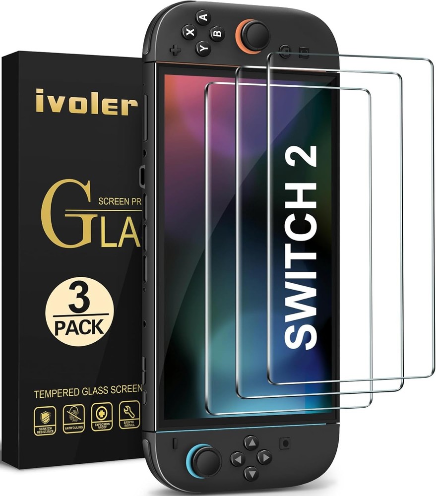 3-Pack Tempered Glass Screen Protector for Nintendo Switch 2 (2025)