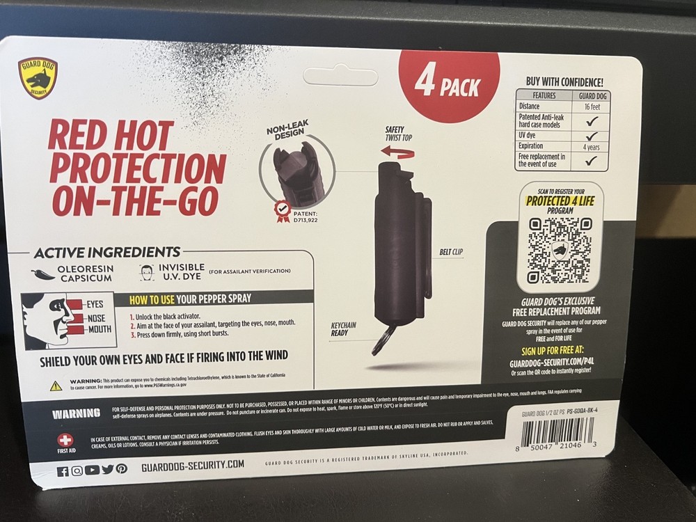 NEW guard dog security pepper spray -4 Pack