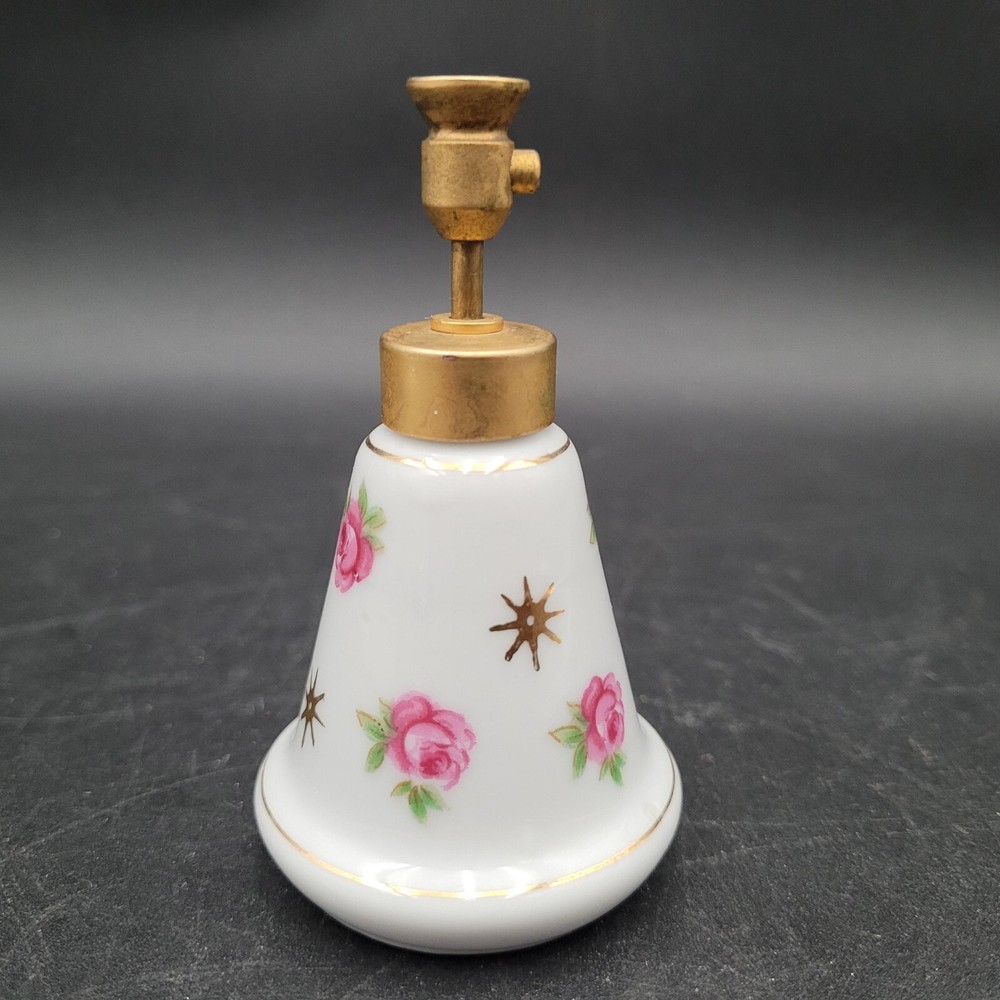 Vintage DeVilbiss Floral Porcelain Transferware Spray Perfume Bottle Atomizer