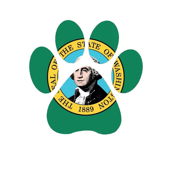 Washington State Shaped Paw Print Sticker