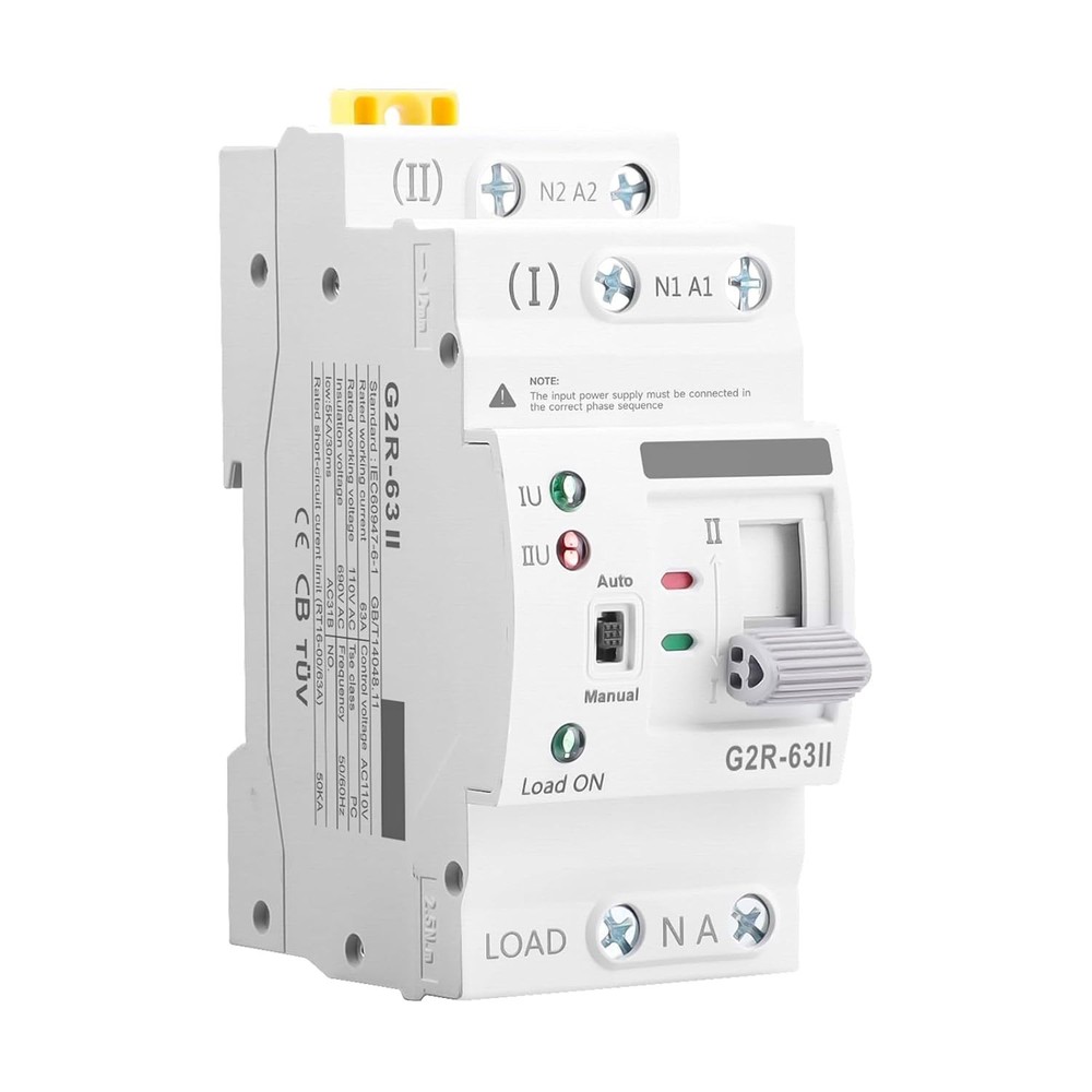 Mini ATS AC Automatic/Manual Transfer Switch 2P 63A 110V, ATS Manual Transfer...