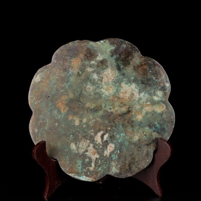 Old Chinese Dynasty Bronze Ware Gilt Sliver Dragon Beast Mirror Bronze mirror