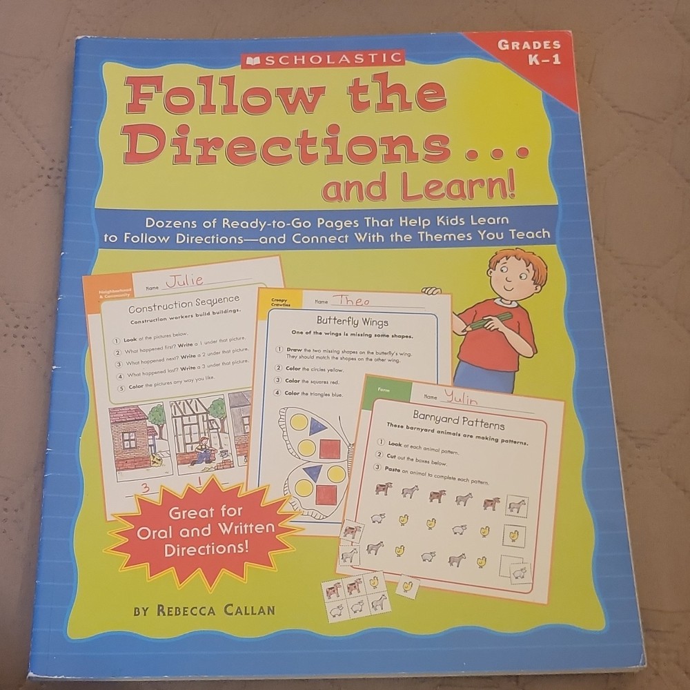 Scholastic Follow the Directions... and Learn! Grades K-1 Educational Workbook