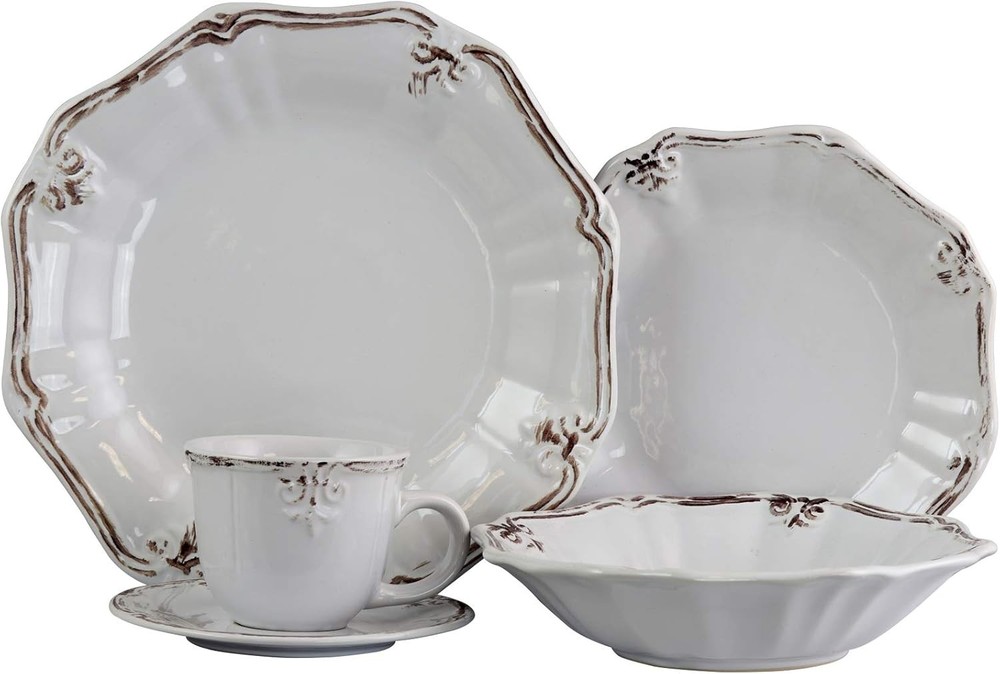 Fleur De Lys 20-Piece Dinnerware Set in White