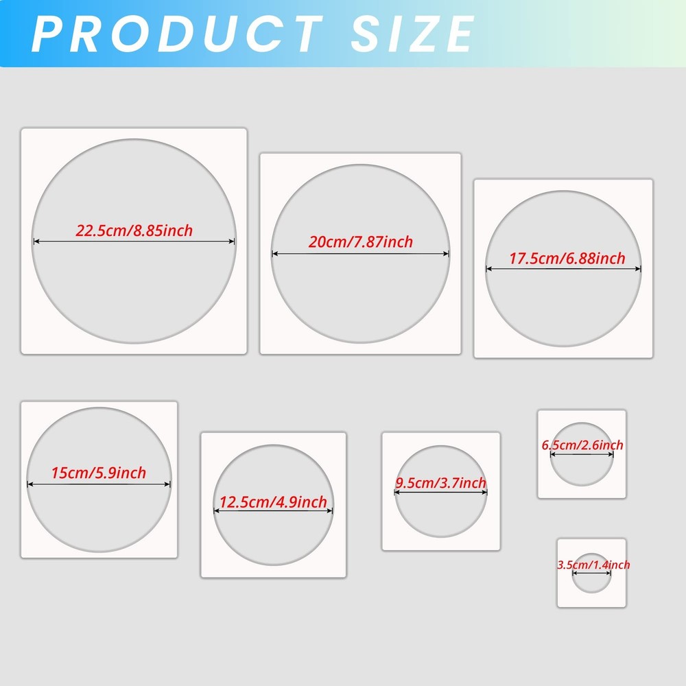 Large Circle Stencil for Painting,Reusable Plastic 8 Pcs Circle Templates Ste...