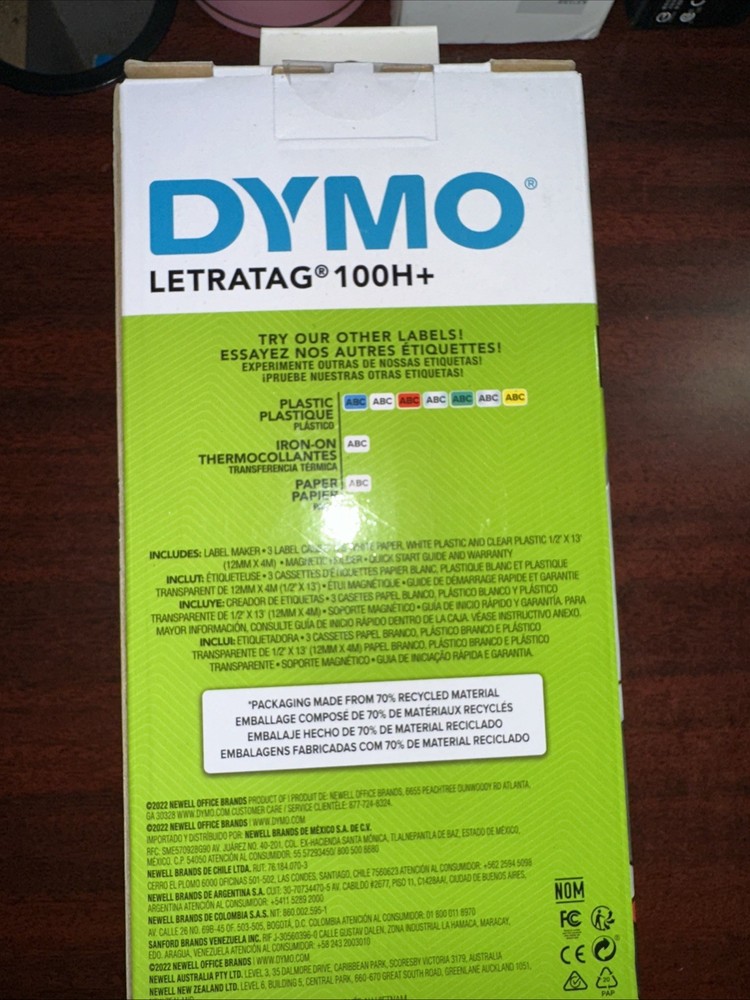 DYMO Portable Printer Handheld Label Maker Black Silver Letratag 100H+ Sealed