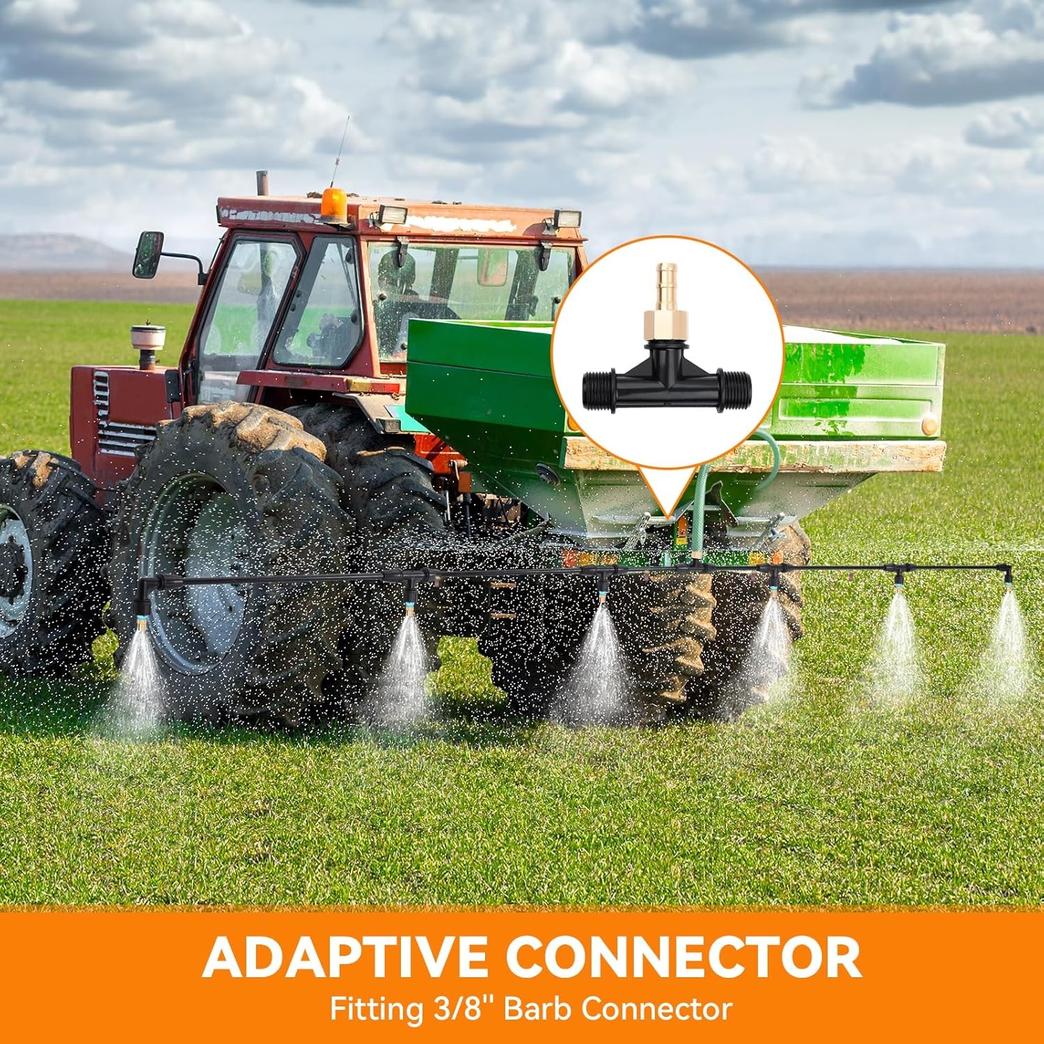 6-Nozzle Poly Boom Wand with 3/8" Brass Fitting, 7.5 Ft. ATV Sprayer Boom, Wide-