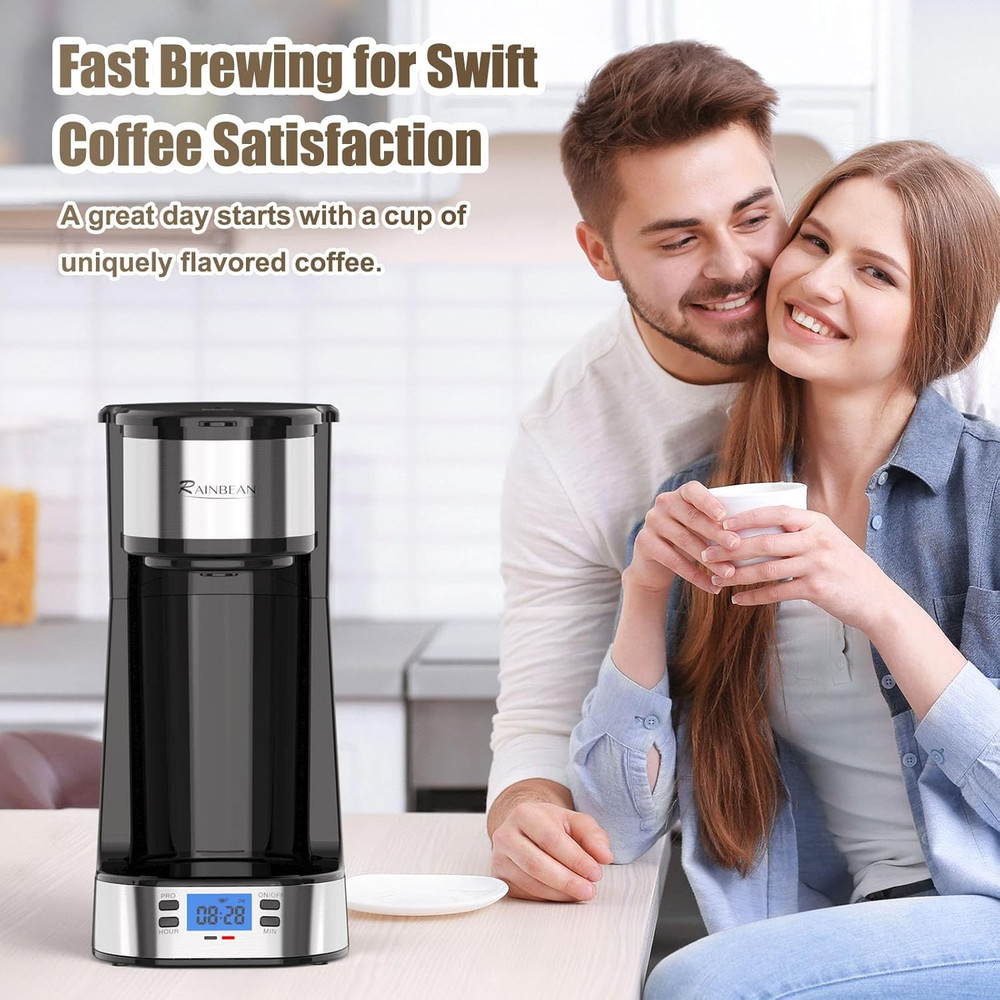 RAINBEAN Single Serve Coffee Maker, Programable Single-Serve Brewers, Timer Auto