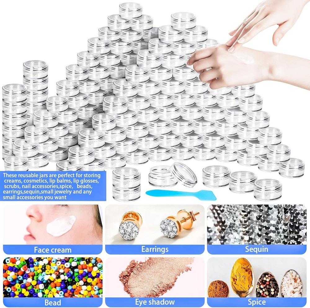 100 Pcs 5G Empty Plastic Containers with Clear Lids,Mini Makeup Sample Container