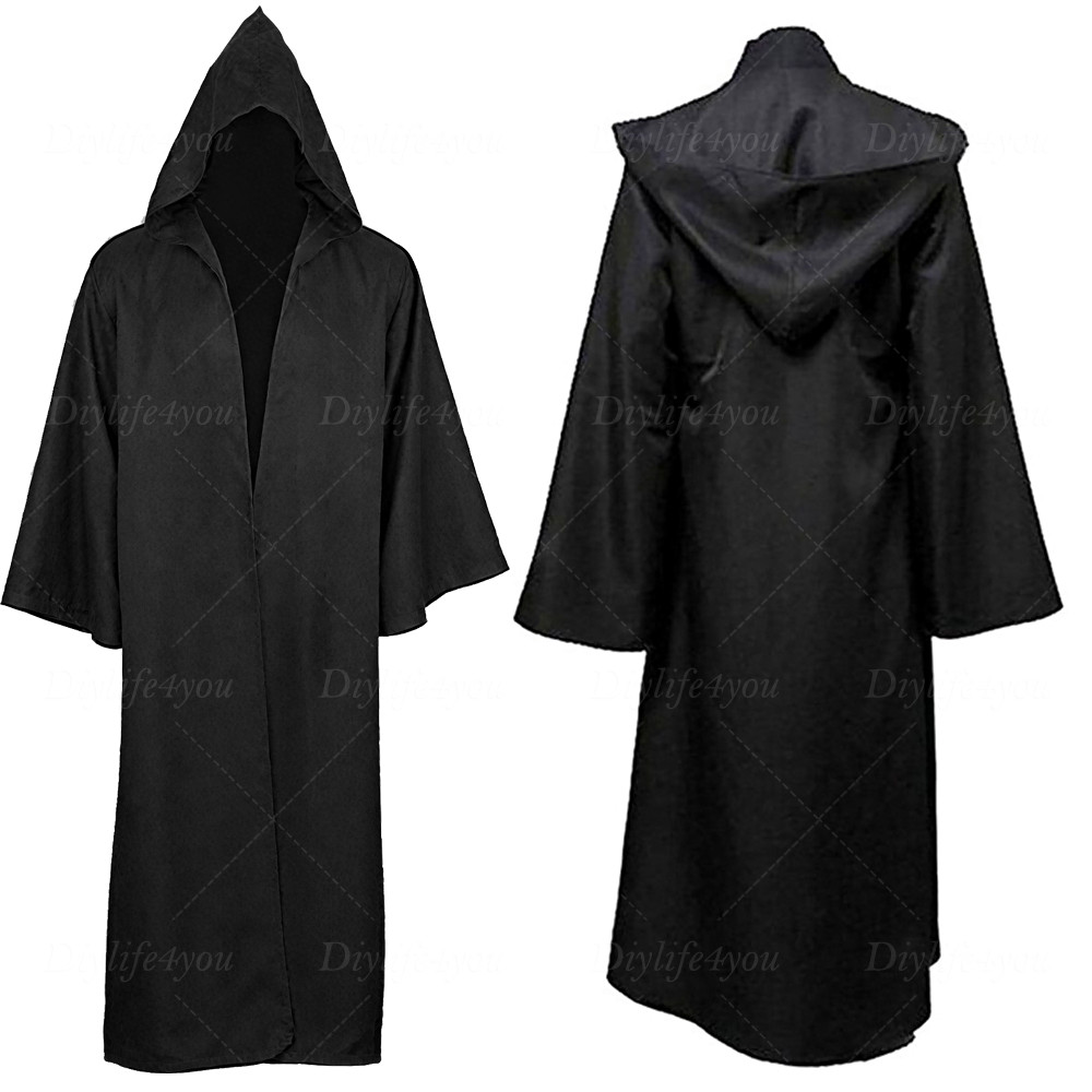 Adults Mens Hooded Robe Cloak Cape Party Halloween Vampire Robe Cosplay Costume