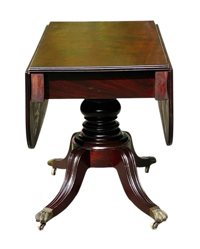 Antique Boston Mahogany Classical Drop Leaf Dining Table