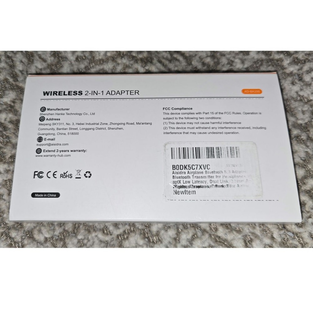 Aisidra wireless 2-in-1 adapter Bluetooth 5.3 transmitter for headphones