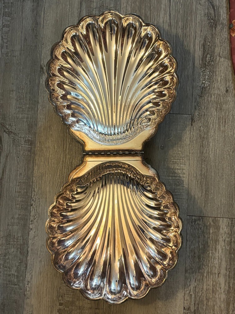 Leonard Silverplate Swan Clam Shell Hinged Server Figural Handle VTG