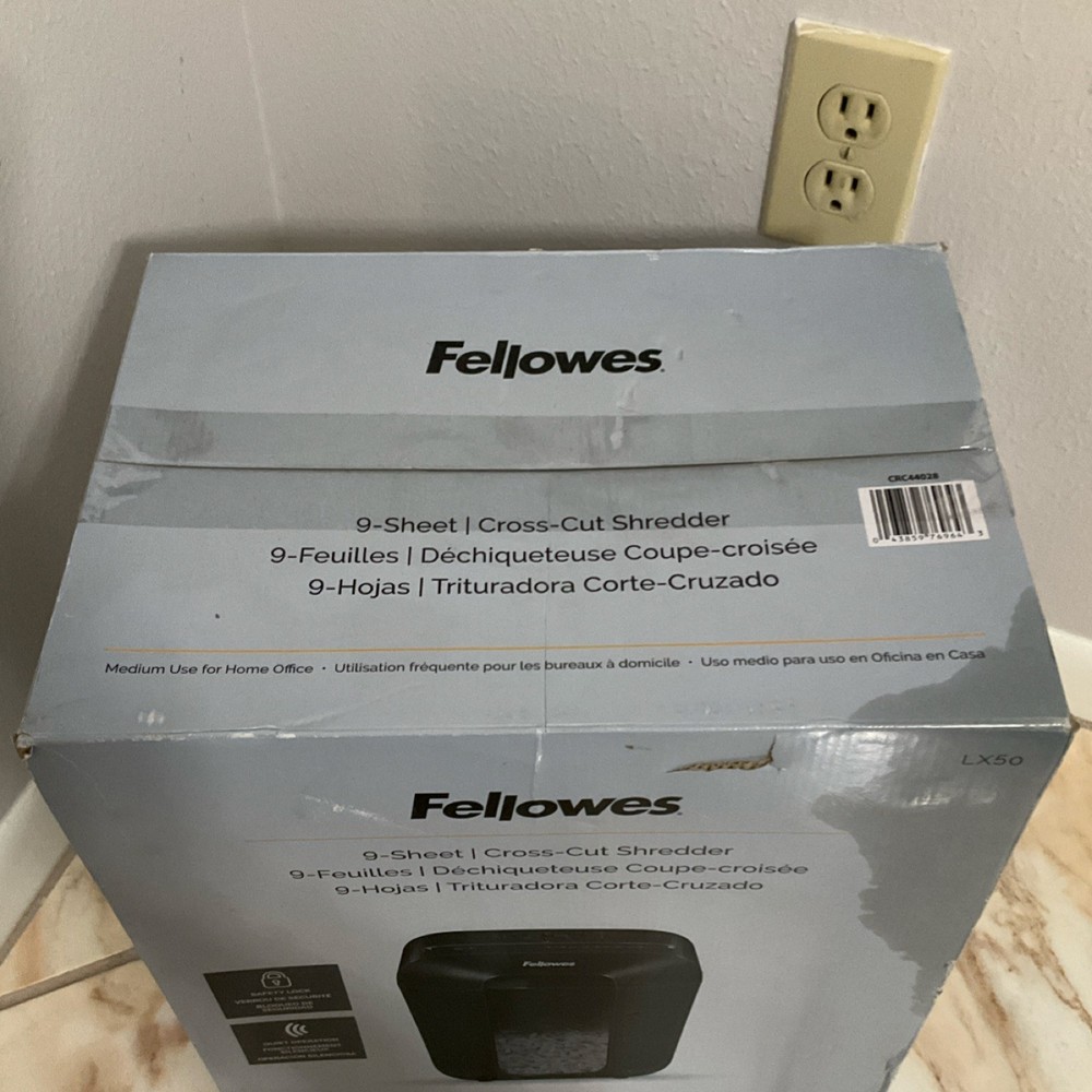 Fellowes LX50 9-Sheet Cross-Cut Paper Document Shredder