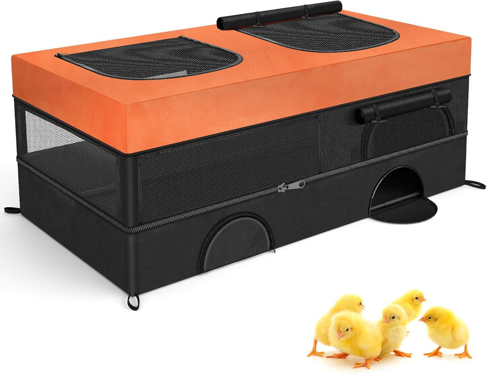 64" Large Chicken Brooder, Brooder Box for Chicks with Zipper Doors, Removable W