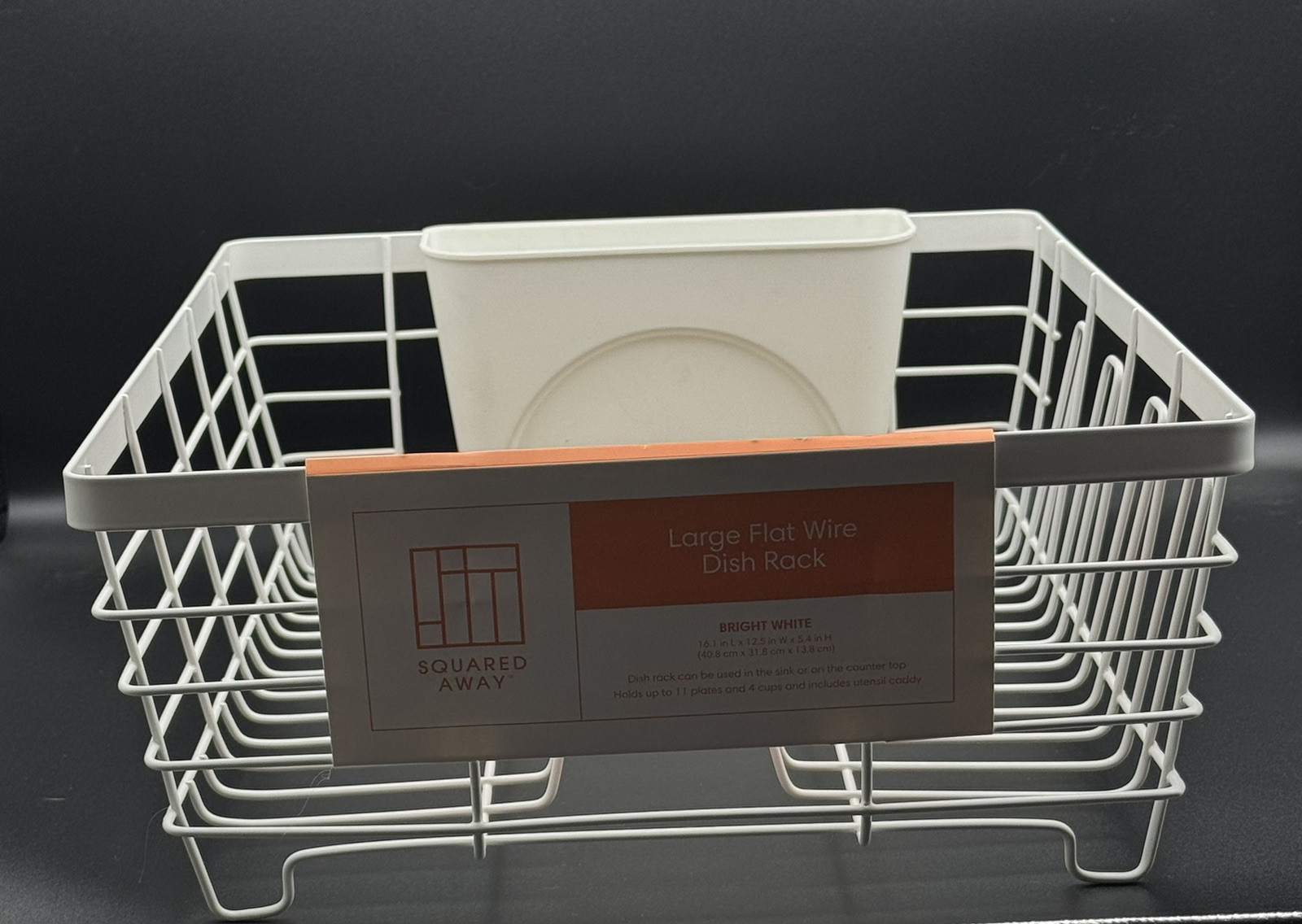 Large Flat Wire Dish Rack By Bed Bath & Beyond Squared Away 16.1x12.5x5.4 Inches