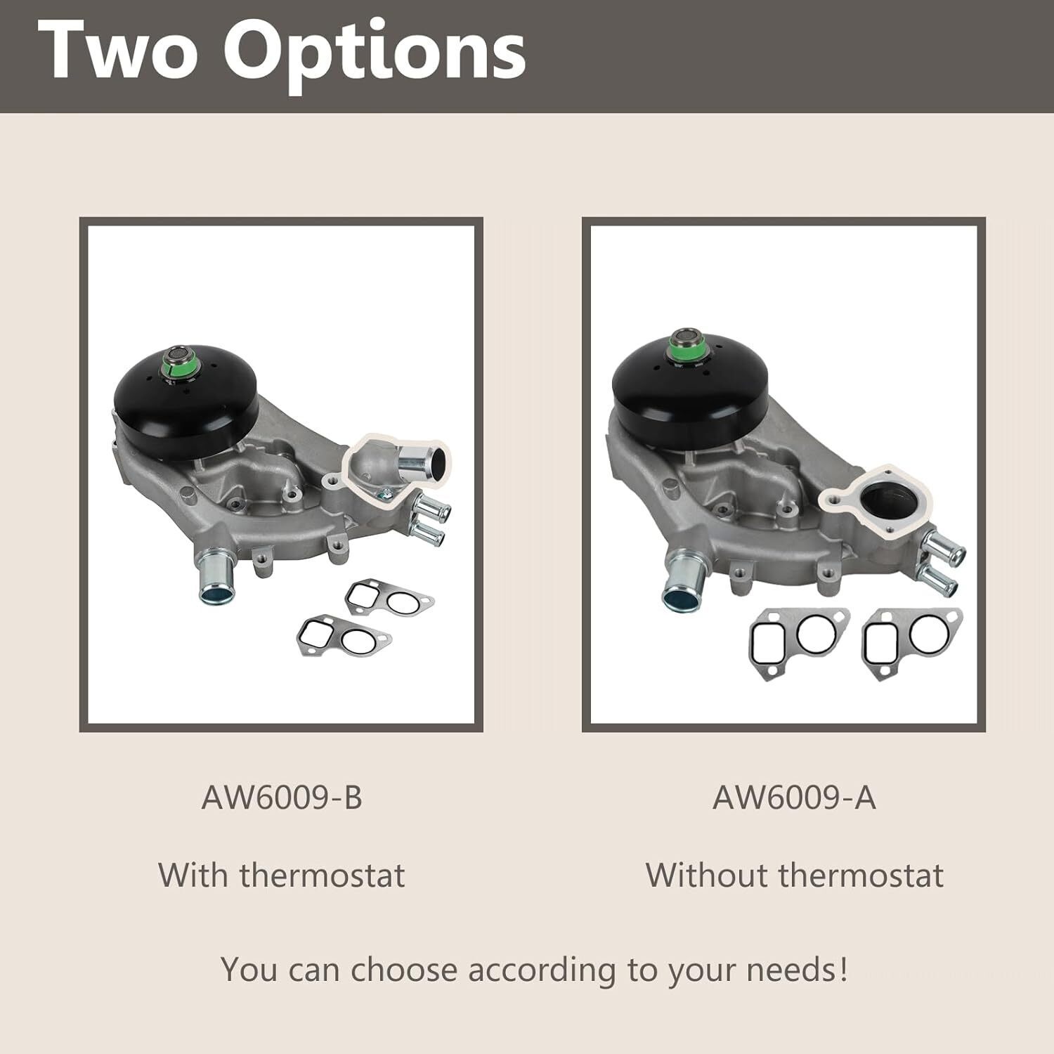 Water Pump w/ Thermostat for 2007-16 Chevrolet GMC Vortec 4.8L/5.3L/6.0L/6.2L