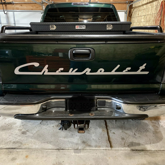 CHEVROLET "Old Style Script font" TAILGATE DECAL - Fleet side or Step side beds