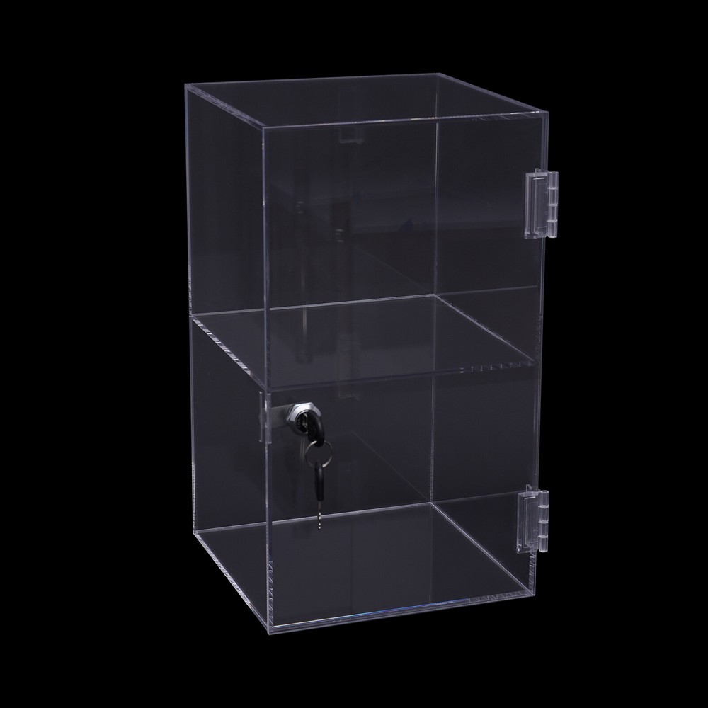 2-layers Countertop Display Case 20*20*35cm Locking Security Showcase Cabinet