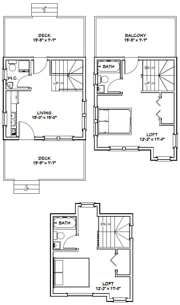 16x16 Tiny House -- 2 bedroom -- 697 sqft -- PDF Floor Plan -- Model 20A