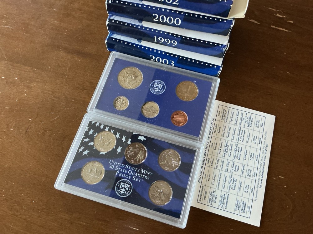 U.S. Mint Proof Set 1999 2000 2002 2003 State Quarters Uncirculated Strike Proof