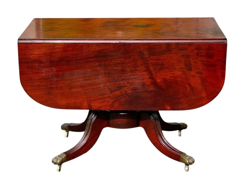 Antique Boston Mahogany Classical Drop Leaf Dining Table