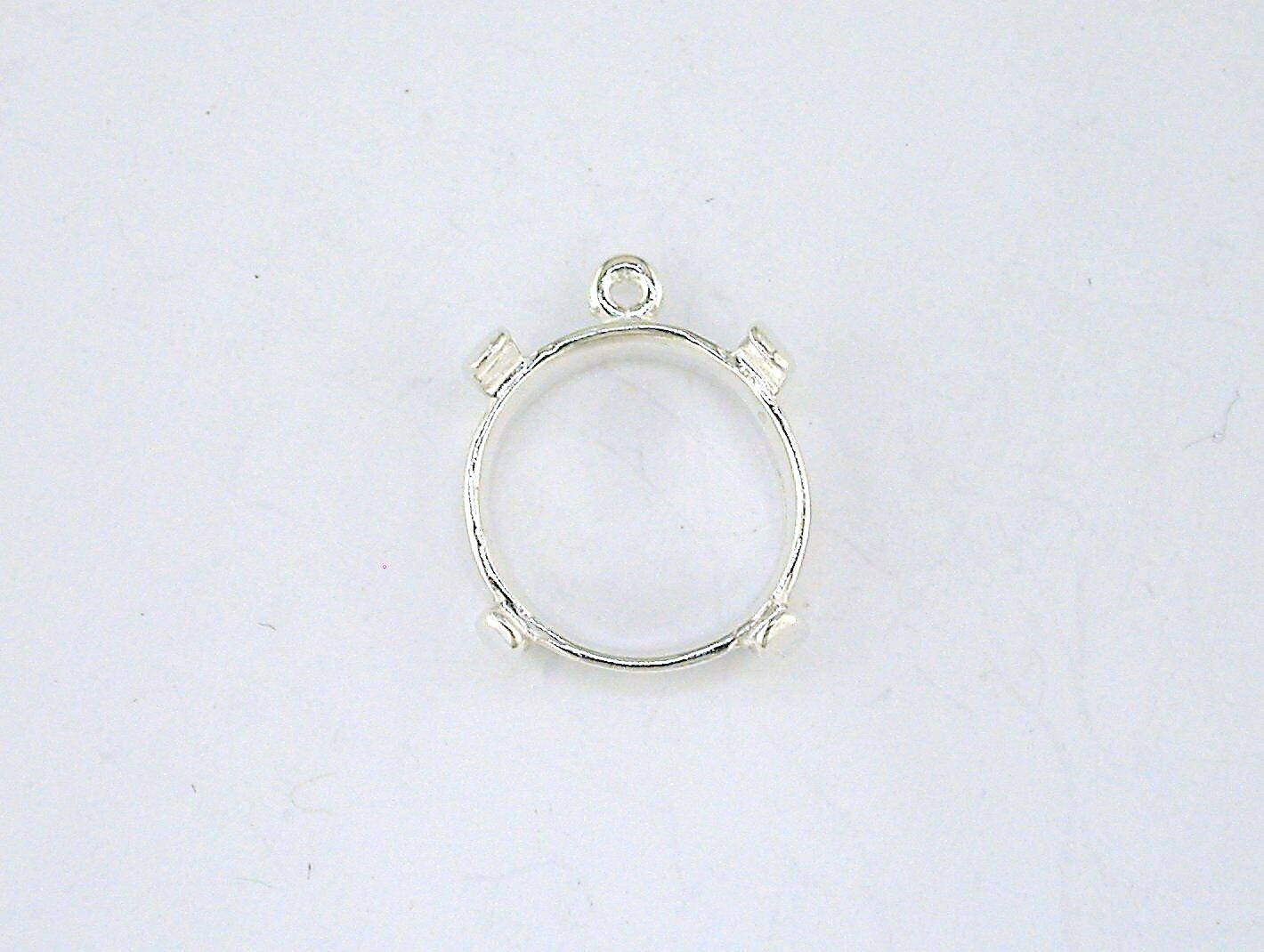 Round 4 Prong Cabochon Dangle Setting Sterling Silver