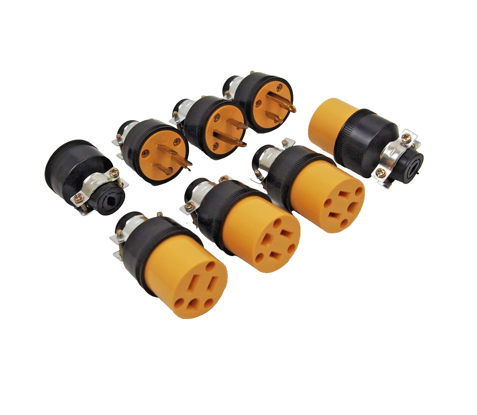 4 Set (8pcs) Female Male 3 Prong Replacement Electrical Plug HD Extension Cord