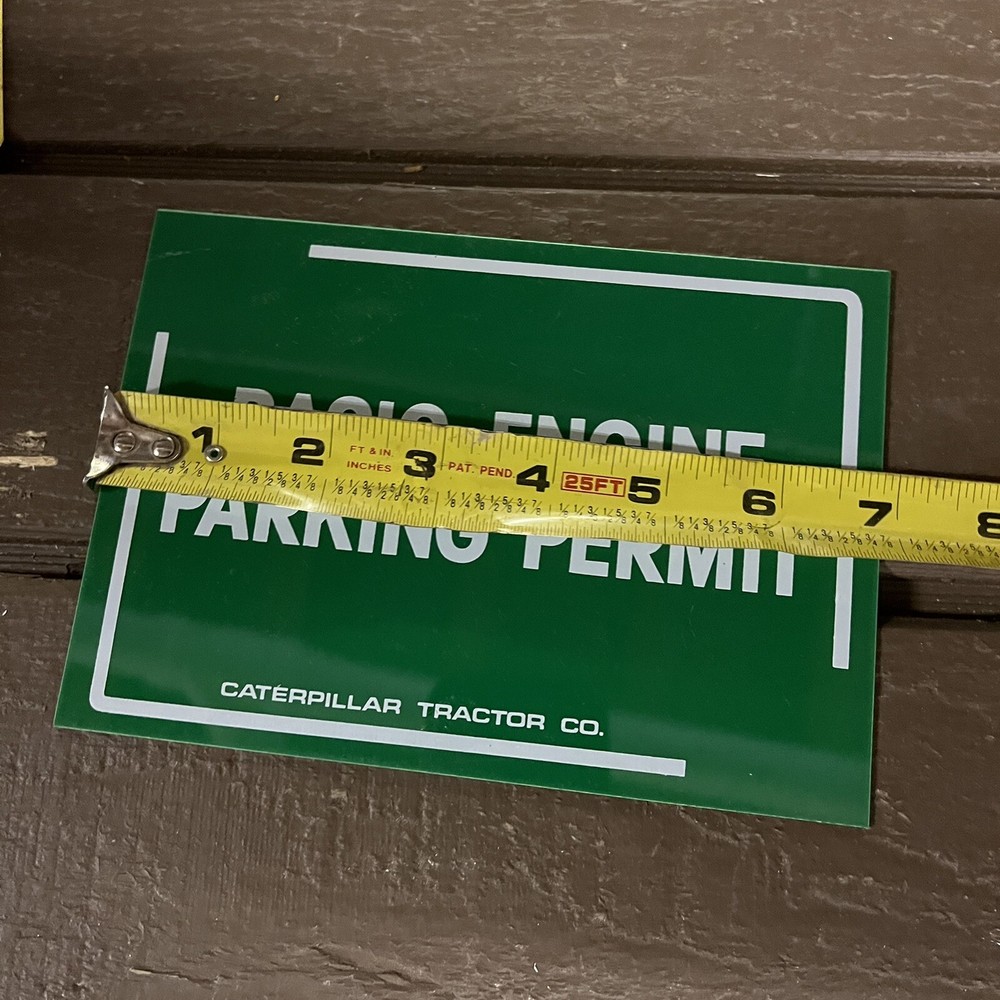 Vintage CAT Tractor Co Double 2 Sided NOS Basic Engine Parking Permit Badge PBF