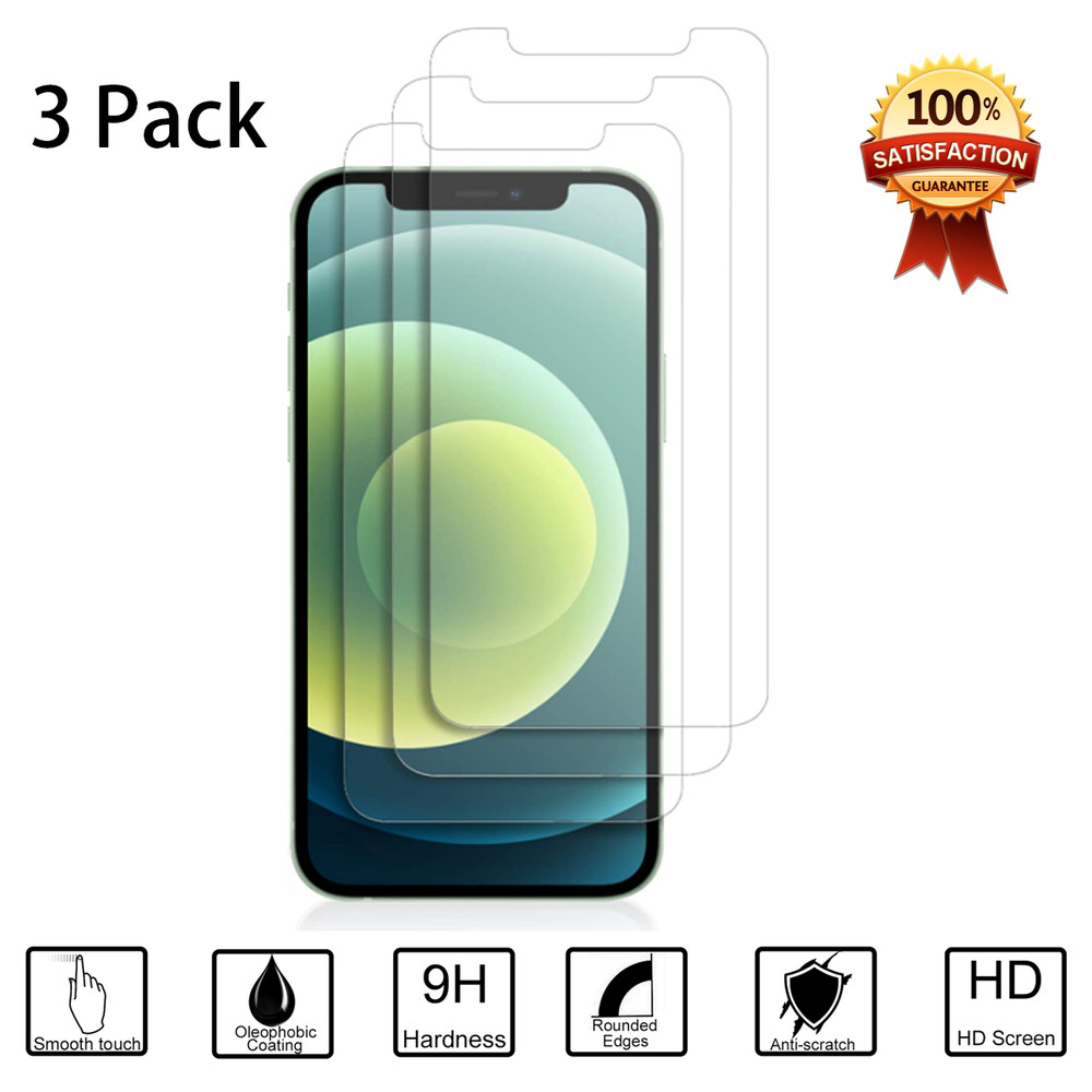 3-Pack iPhone 12 Pro max mini, iPhone 11 Pro Max Tempered Glass Screen Protector