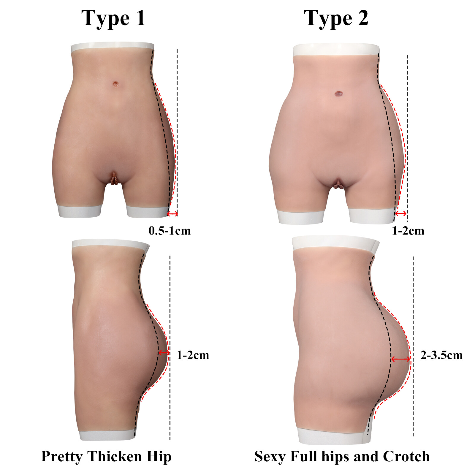 Crossdresser Silicone Panties Fake Vagina Pants Hip Enhancer Shaper Buttock Pads