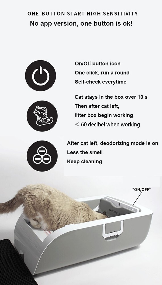 Automatic Self-Cleaning Cat Litter Box Deodoriser Battery Backup