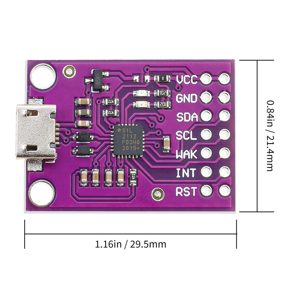 CP2112 MCU-2112 Debug Board USB to SMBus I2C Communication Module 2.0 MicroUS...
