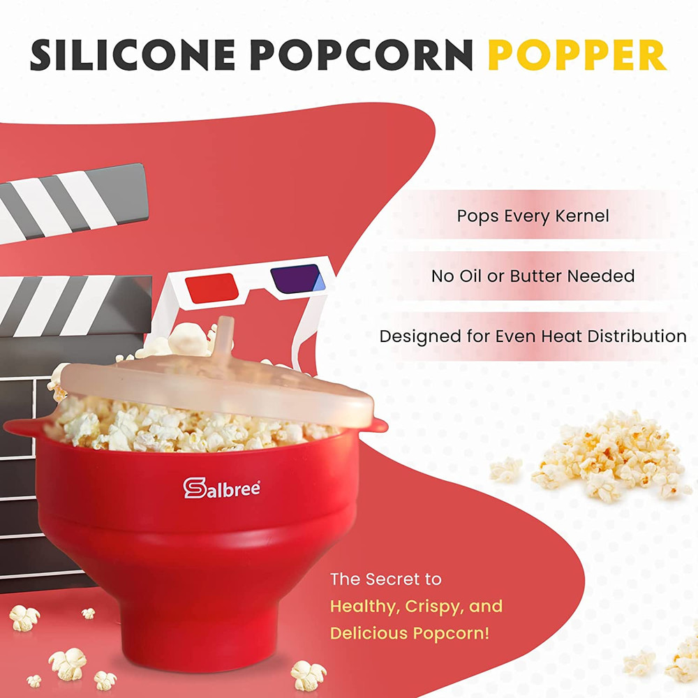 The Original Collapsible Silicone Microwave Popcorn Popper Maker Machine, Micro