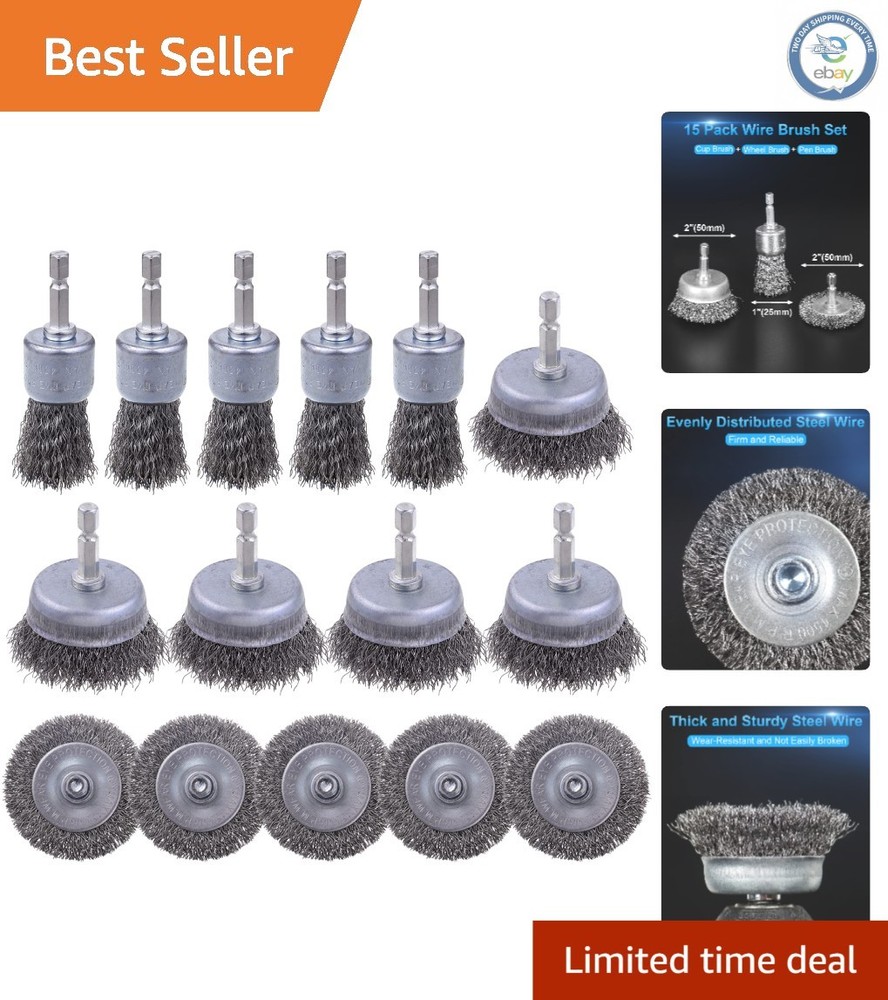 Comprehensive 15 Pack Wire Brush Set for Power Drills - Rust & Paint Solutions