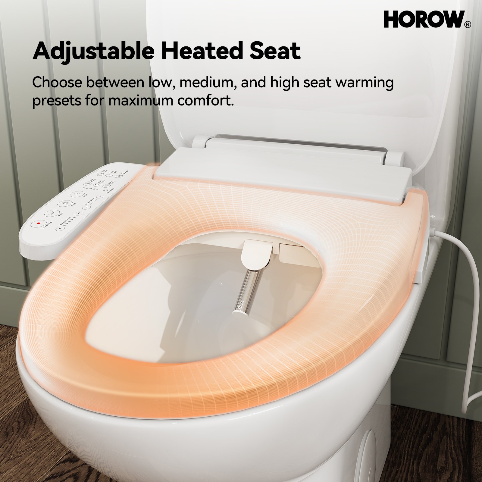 HOROW Elongated Bidet Toilet Seat With Heated and Dryer Model B0403 Warm Water