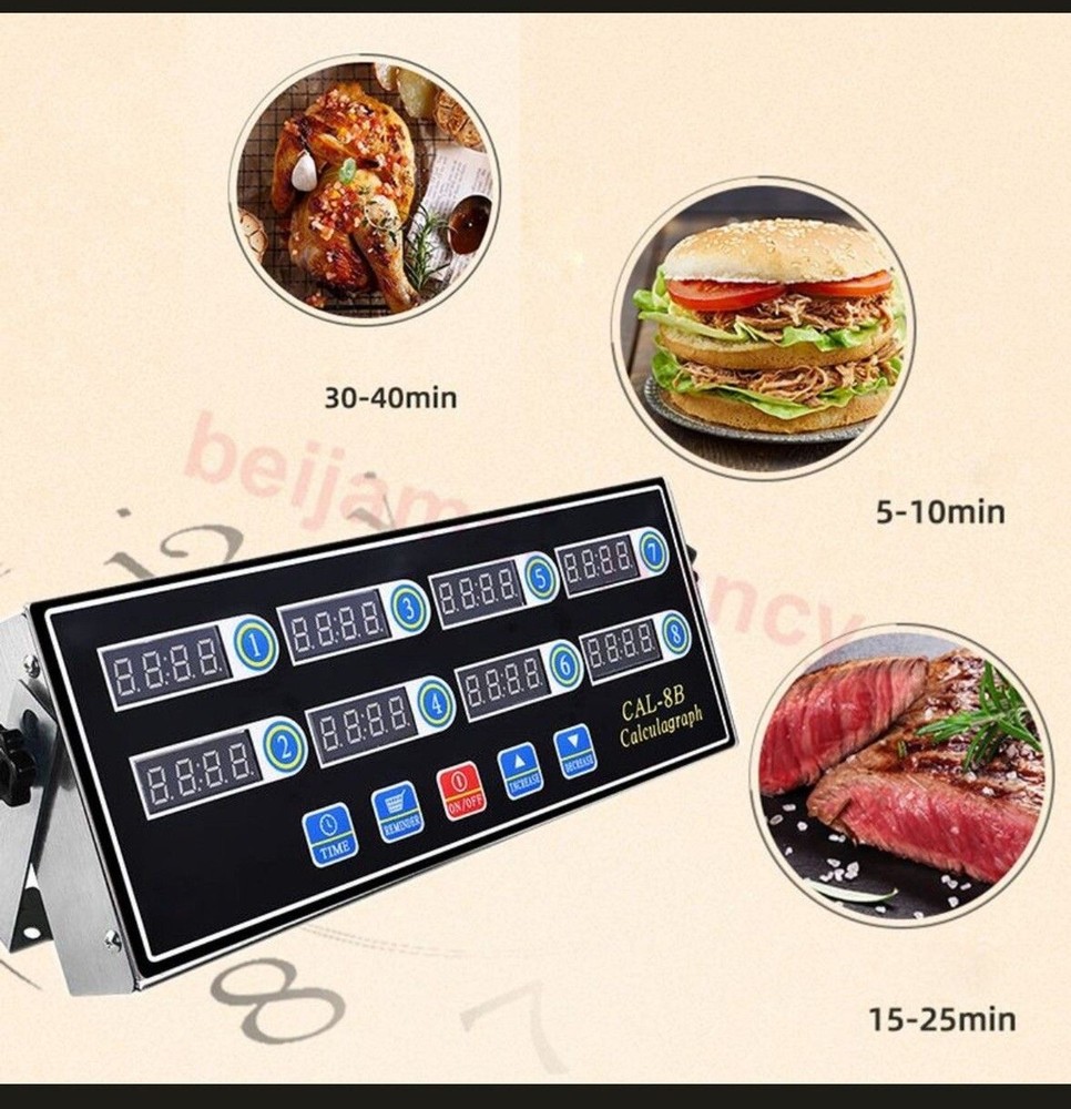 Digital Timer Kitchen Cooking Reminder Portable LCD Calculagraph, 8 Channels