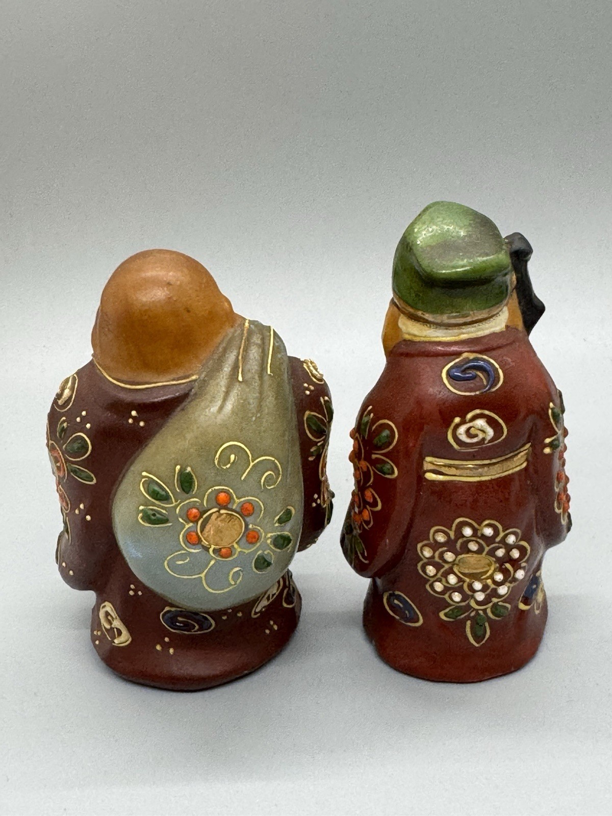 Vintage Kutani Moriage Japanese 7 Lucky Gods Porcelain Figurine Collection