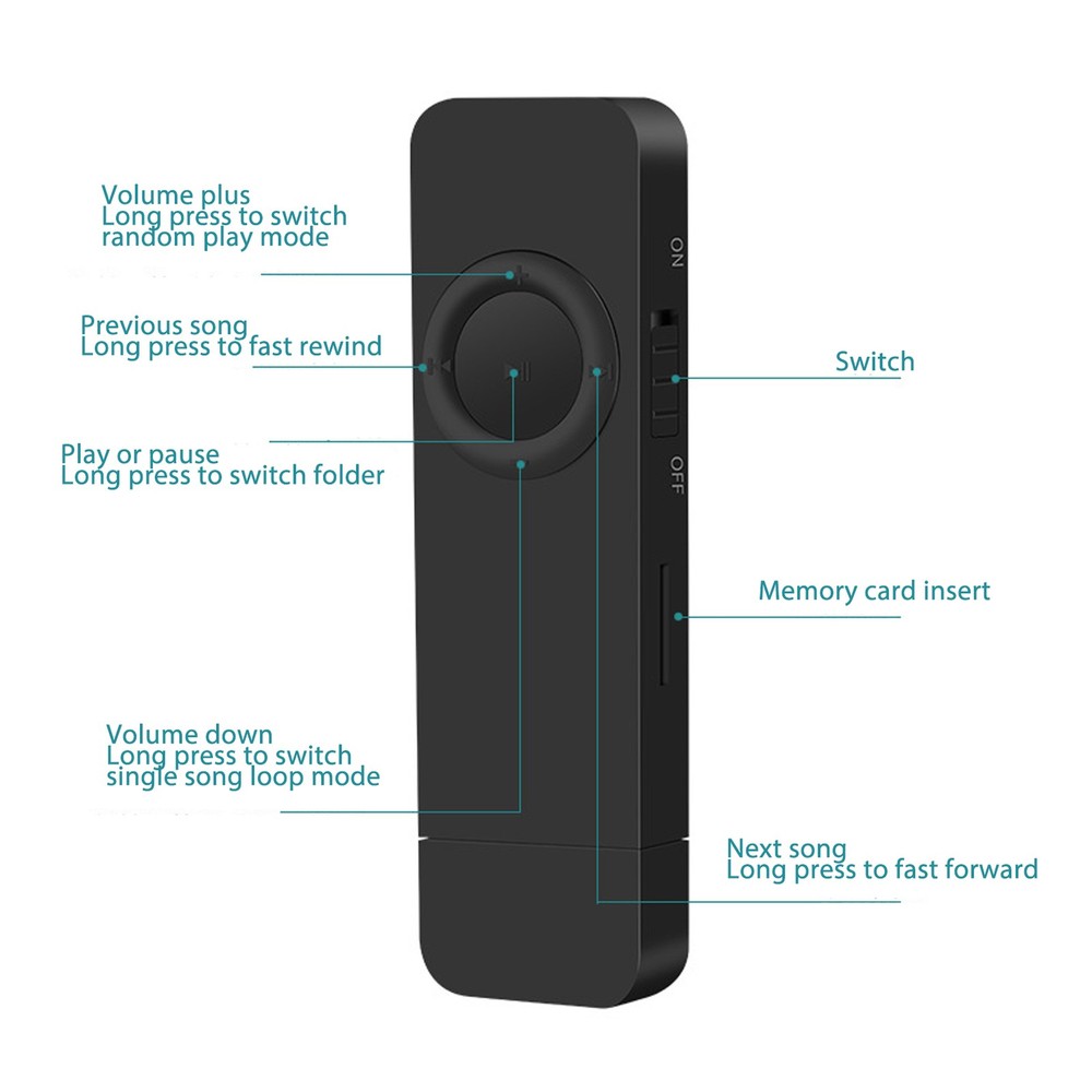 MP3 Player 8GB Memory 64GB Expandable USB Flash Drive Type Support OTG HiFi