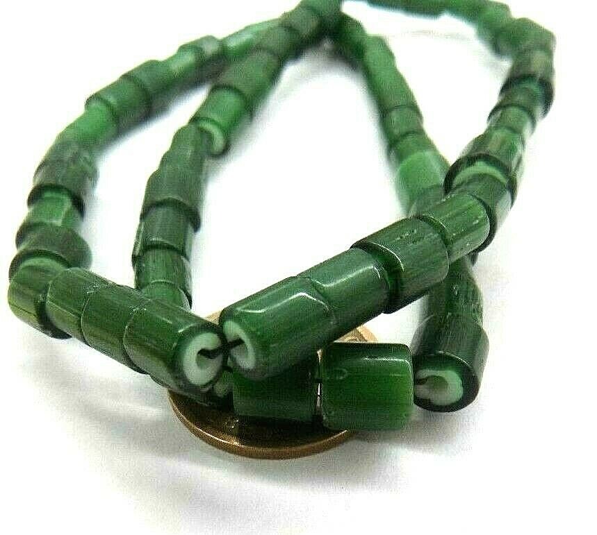 XL  Trade Beads Old Watermelon African Green White Heart   # 8
