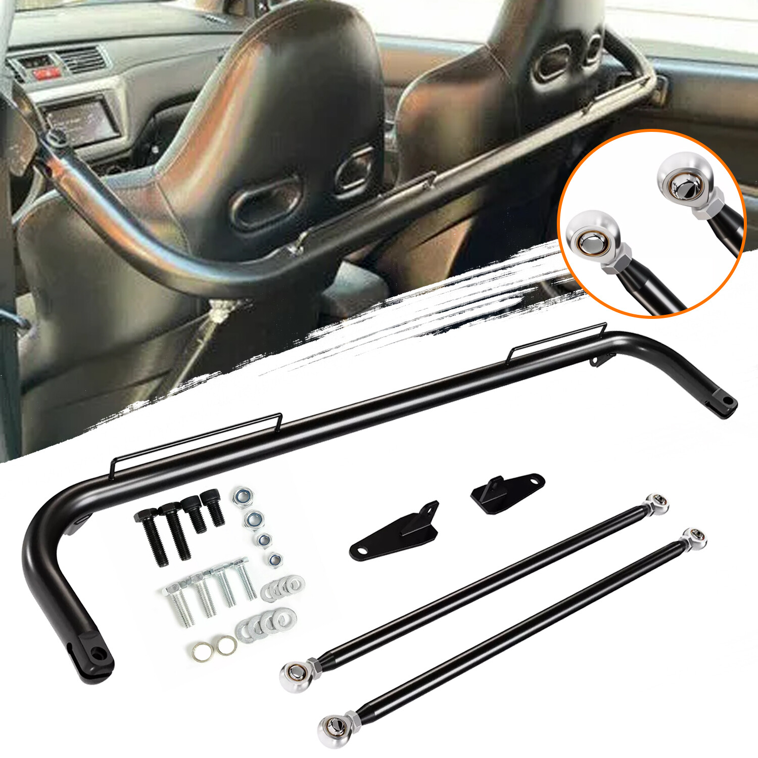 49" Stainless Steel Racing Safety Seat Belt Chassis Roll Harness Bar For Honda