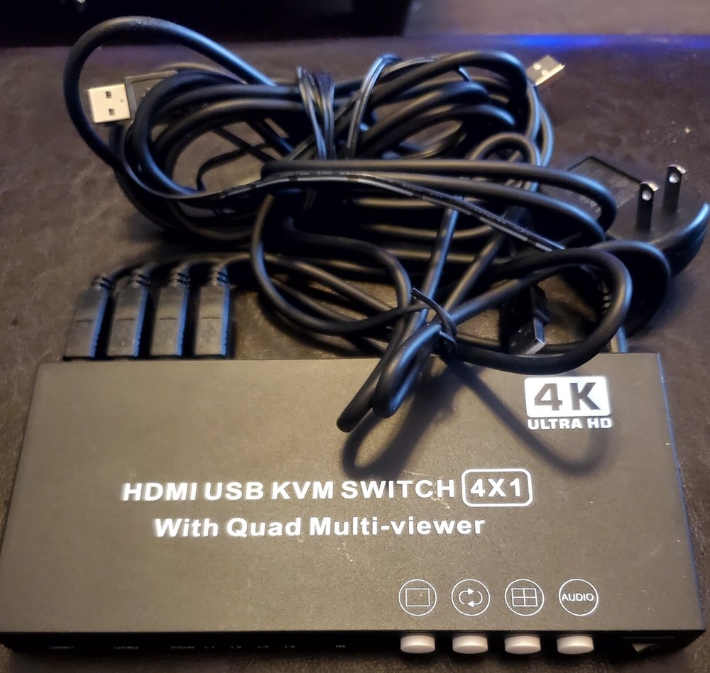 HDMI USB KVM Switch 4x1 Quad Multi Viewer