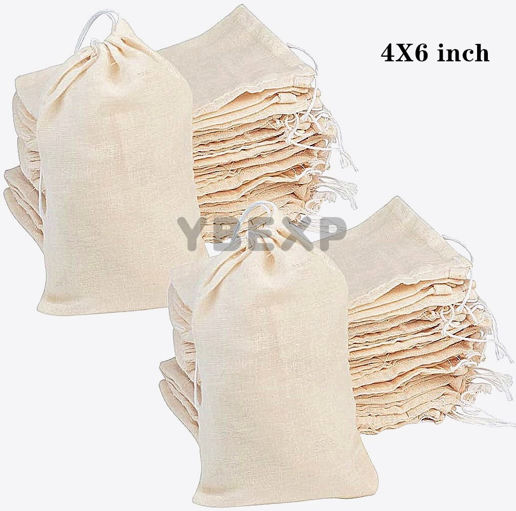 100/500/1000pcs Cotton Muslin Drawstring Bags For Craft,Gift,Soap,Herbs 3x4 4x6