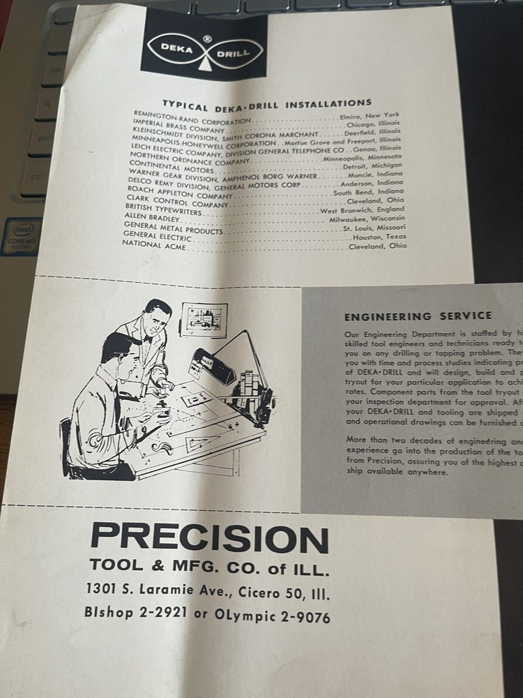 Deka Drill Catalog. /Brochure Precision Tool Mfg. Co.
