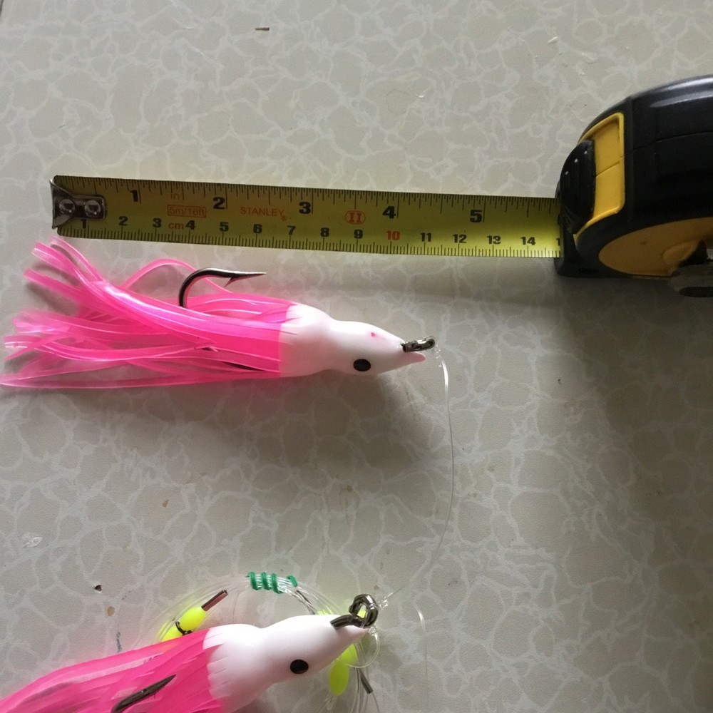 Cod Pollock 3 Hook Flapper Rig 8/0Hooks White Head Pink Muppet 6” Lures