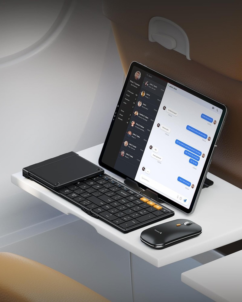 ProtoArc Foldable Keyboard and Mouse, XKM01 Folding Wireless Keyboard Mouse Comb