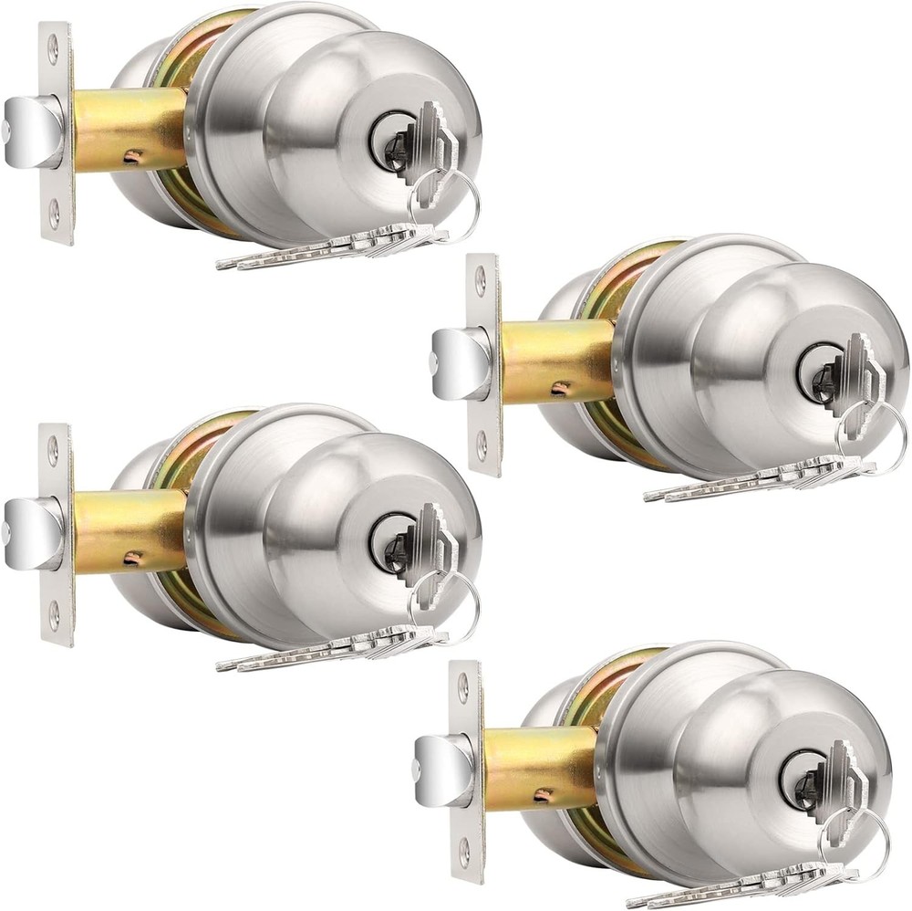 Easy Install Entry Door Knobs with Universal Hand Orientation and Keys Included