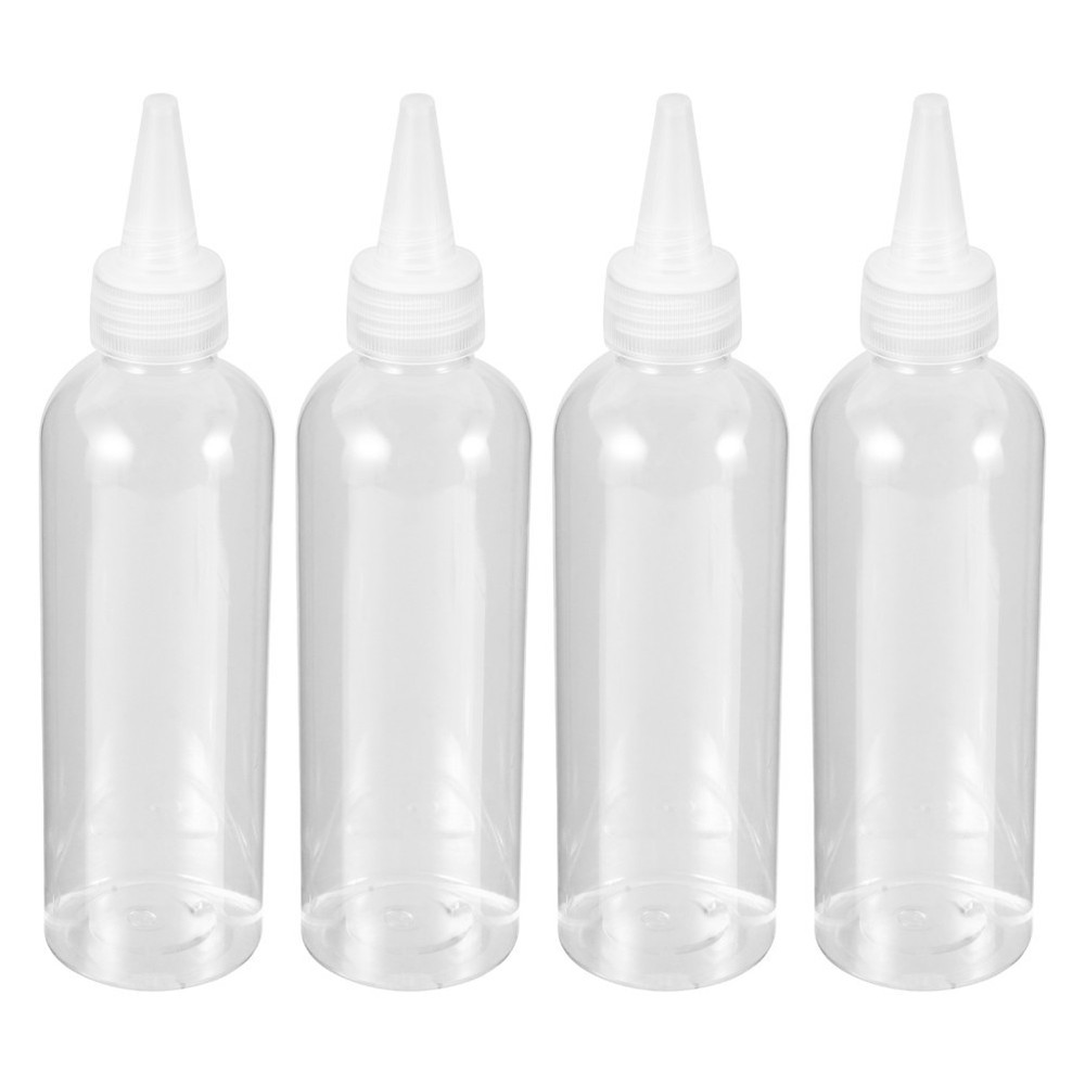 4 Pcs 200 Ml Plastic Squeeze Bottles with Transparent Tips for Glue Application