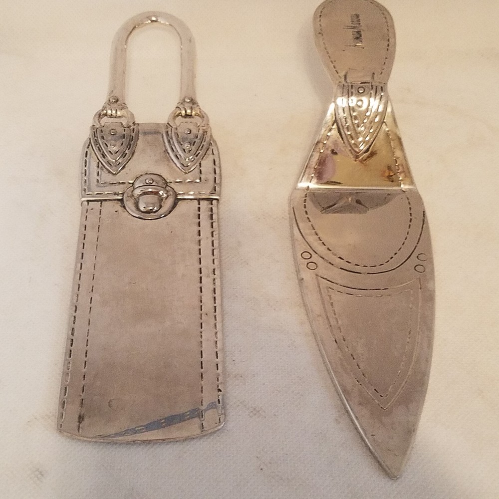 Set Neiman Marcus Cake Pie Servers Silver Plate Shoe Bag Wedding Bridal Shower