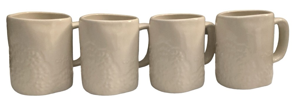 RAE DUNN Ceramic Coffee Mug White Floral Pattern coffee in Script